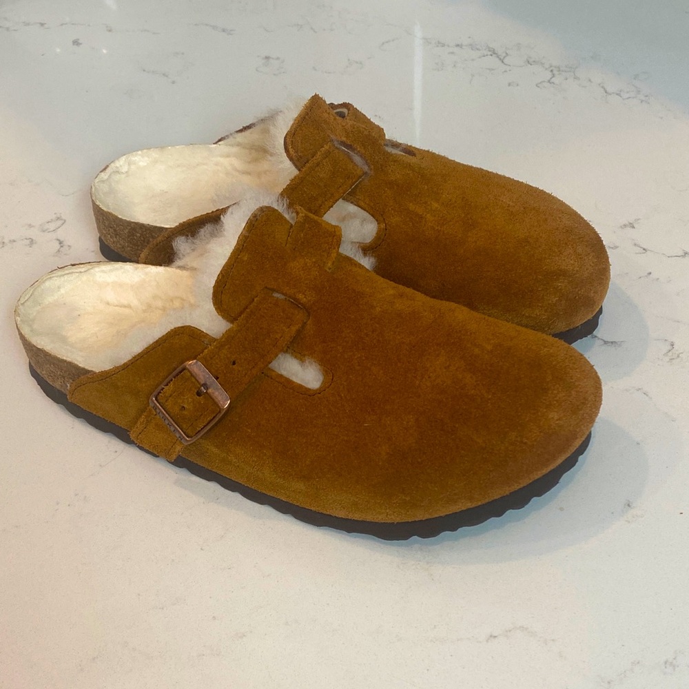 Shearling Birkenstock Boston Clogs